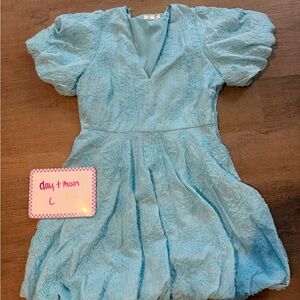 Day + Moon Light Blue Mini Dress